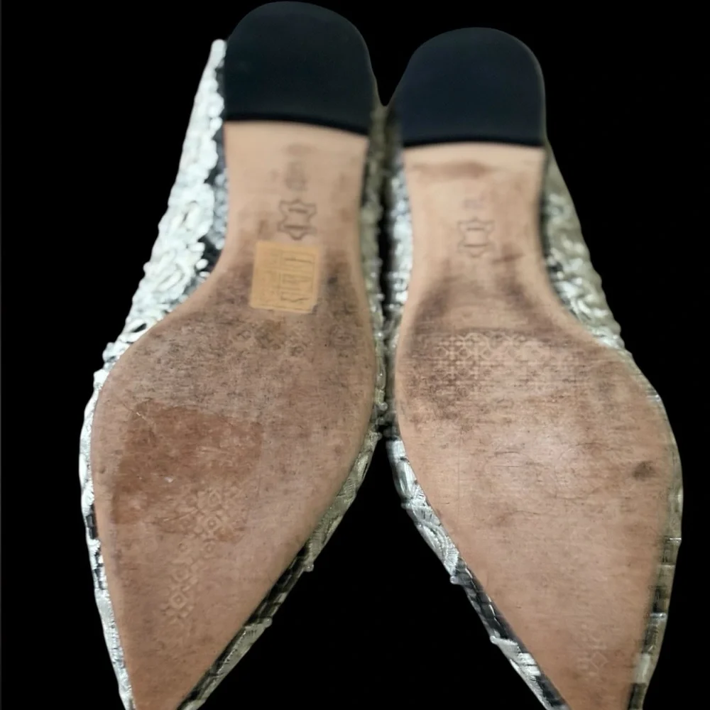 Tory Burch Yasmin Embroidered Mirror Pointed Toe Ballet Flats size 7
